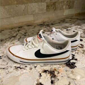 Nike Court - White and Black Sneakers with Tan Accents